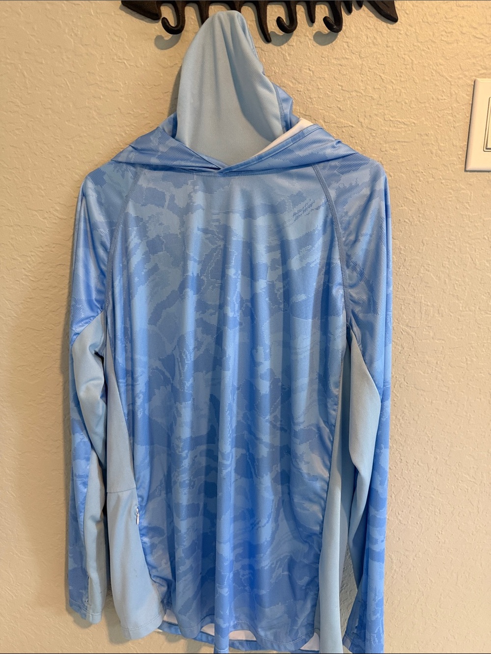 Men's Light Blue Hooded Swim Rash Guard